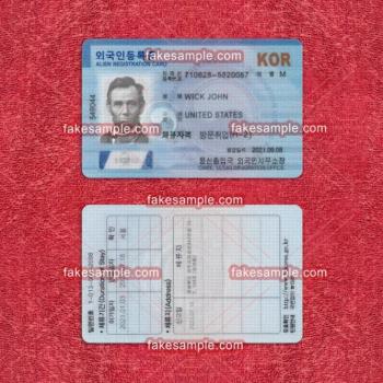 South Korea Residence Card Fake Template